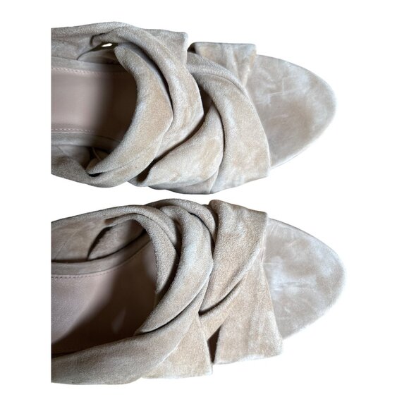 Veronica Beard Alin Suede Sandal Neutral Beige Heels Mule Size 9.5 - Picture 10 of 10